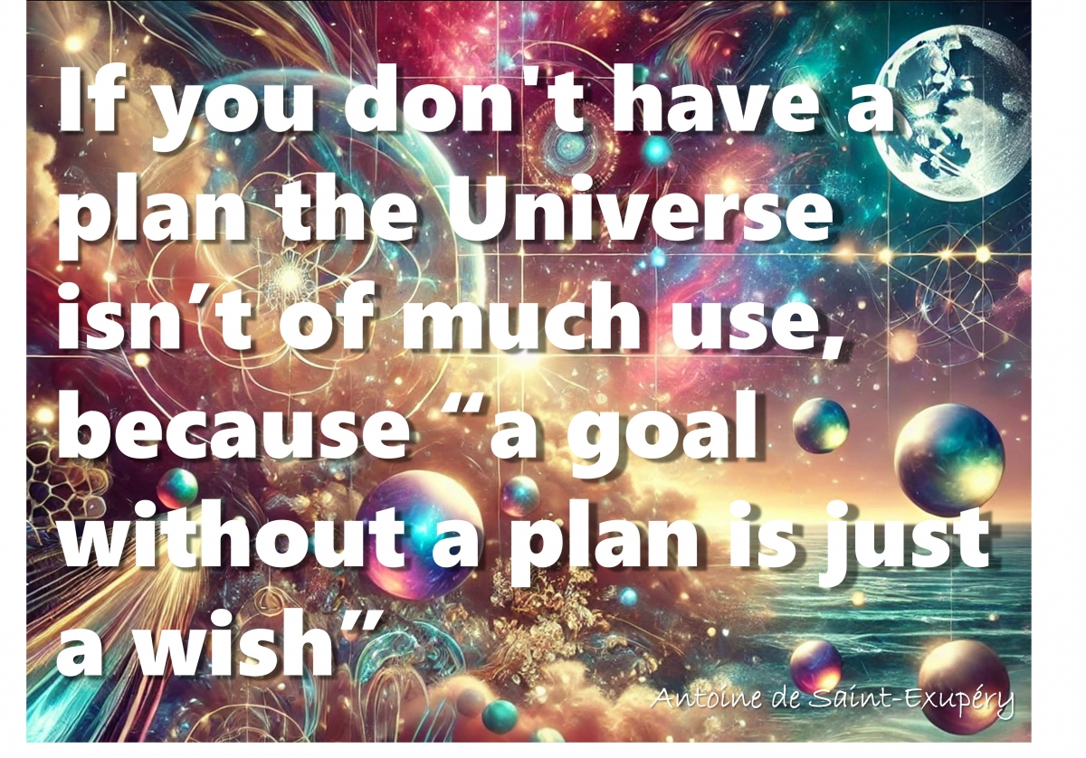 Figure 3 shows abstract planets of a fictitious Universe with the alternative belief “If you don’t have a plan the Universe isn’t of much use, because “a goal without a plan is just a wish”